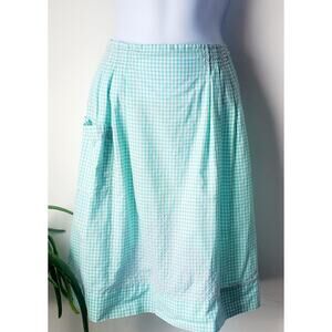 Handmade Womens Green White Gingham Embroidered Apron Size OSFM Feminine Spring